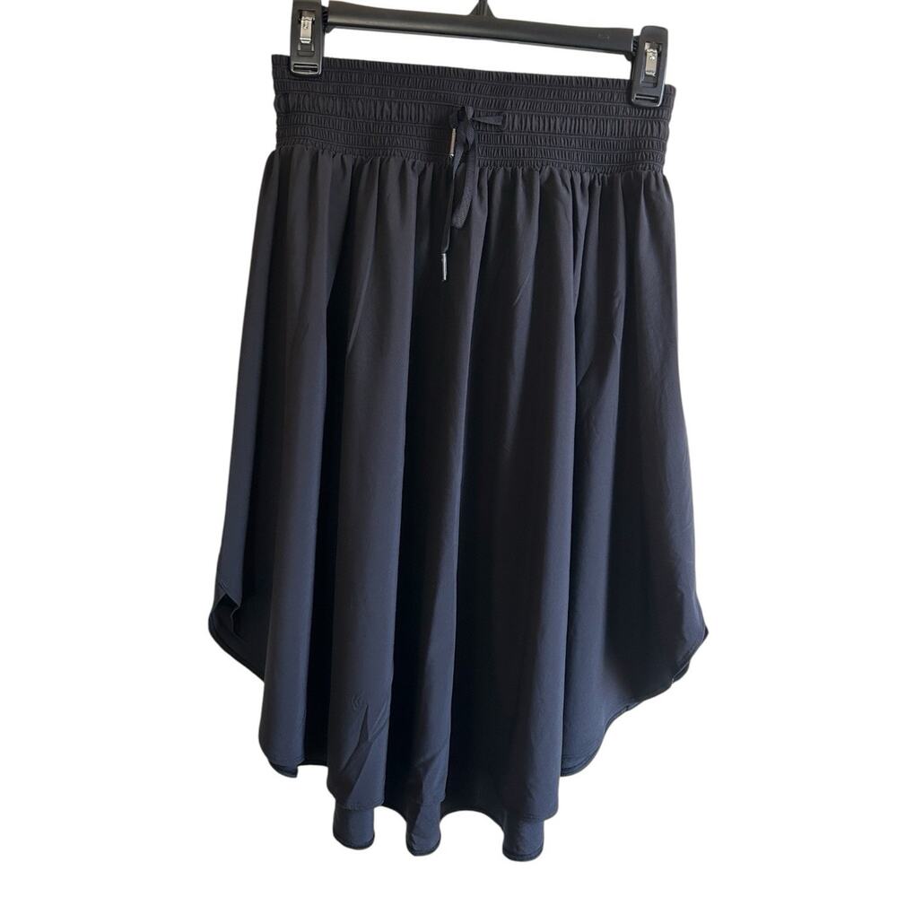 Lululemon The Everyday Skirt Women 6 Black High Low Smocked Waist Drawstring